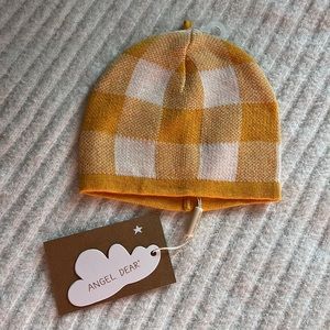 Angel Dear Infant yellow gingham baby hat